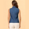 INSPIRE CHIC Women's Casual Sleeveless Button Down Peter Pan Collar Chambray Shirt - 3 of 4