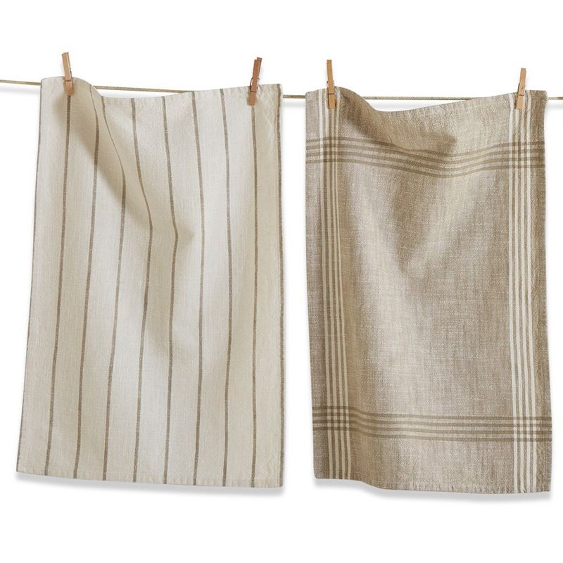 tagltd Set of 4 Canyon Woven Beige Neutrals Cotton   Kitchen Dishtowels Assorted Prints and Plaids 26L x 18W in., 2 of 5