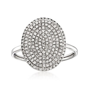 Ross-Simons 0.35 ct. t.w. Pave Diamond Oval Ring in 14kt White Gold - 1 of 4