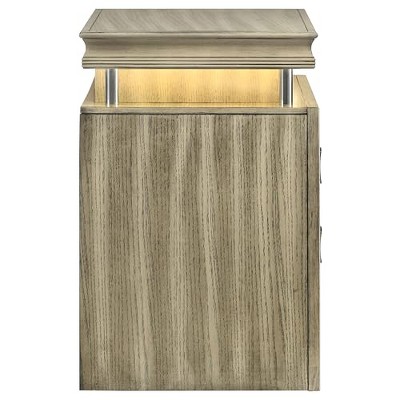 Giselle Beige 3-Drawer Nightstand with LED Light