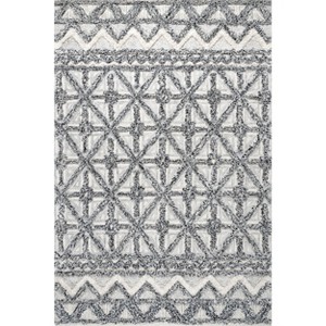 Nuloom Mcclaire Handmade High Low Wool Shaggy Geometric Diamonds Indoor Area Rug, Gray, 4'x6' - 1 of 4
