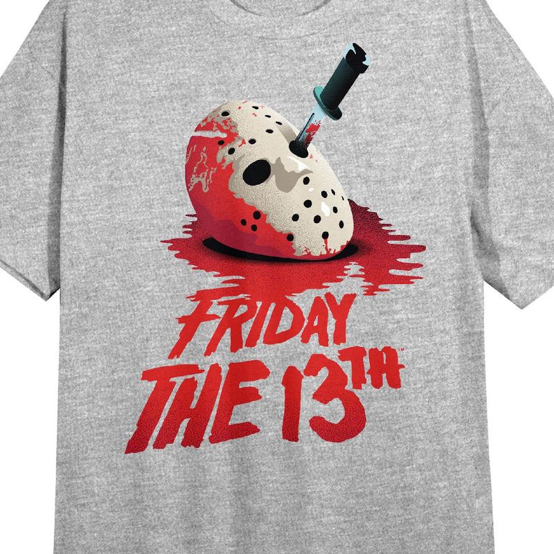 Friday the 13th Bloody Mask and Title Logo Women's Gray Graphic Sleep Shirt, 2 of 4