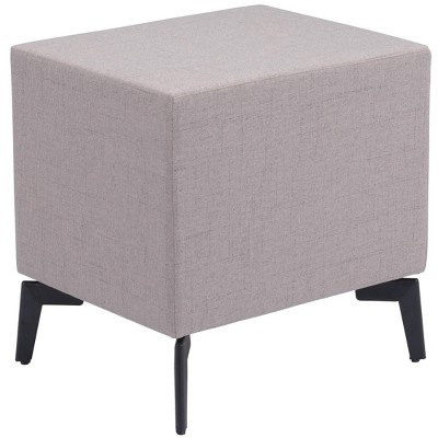 Gray Fabric and Metal Rectangular Side Table with Storage