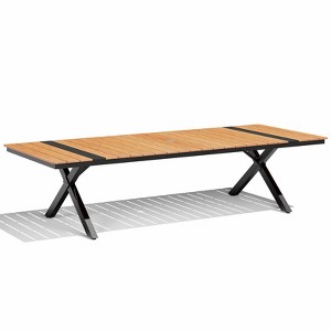 Crestlive Products Outdoor Dining Table for 8-10 People Patio Rectangle Table, Aluminum Frame with Durable Wood-Like Tabletop and Umbrella Hole Brown - 1 of 4