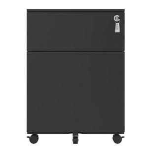 NicBex Mobile File Cabinet with Wheels and Lock ,Vertical Filing Cabinets with 2 Drawers ,Office Cabinet for Home, Office,Black,27.28 inch/21.18 inch - 1 of 4