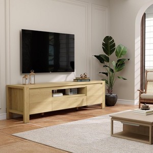 Modern Wood TV Stand with Doors and Cabinet, Farmhouse Entertainment Center for TVs Up to 70in, TV Console for Living Room, Bedroom - 1 of 4