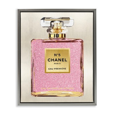 Stupell Industries Pink Luxury Perfume Black Framed Floater Canvas Wall Art