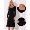 Allegra K Women's Square Neck Long Sleeve Party Club Bodycon Dress - 2 of 4