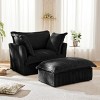 SKRAN 49" Armchair with Ottoman,Upholstered Comfy Corduroy Lounge Chair with 2 Large Soft Pillows,for Living Room Bedroom(Black,1 Seat + 1 Ottoman) - 2 of 4