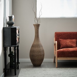 FONTOI Artificial Rattan Floor Vase, 39-inch Tall Decorative Vase for Living Room Foyer Corridor Entryway, Beige&Grey, 12.6"*40.2"*12.6" - 1 of 4