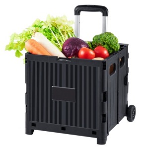 VEVOR Foldable Utility Cart, 80 lbs Load Capacity, Folding Portable Rolling Crate Handcart with Durable Heavy Duty Telescoping Handle and 2 Wheels - 1 of 4