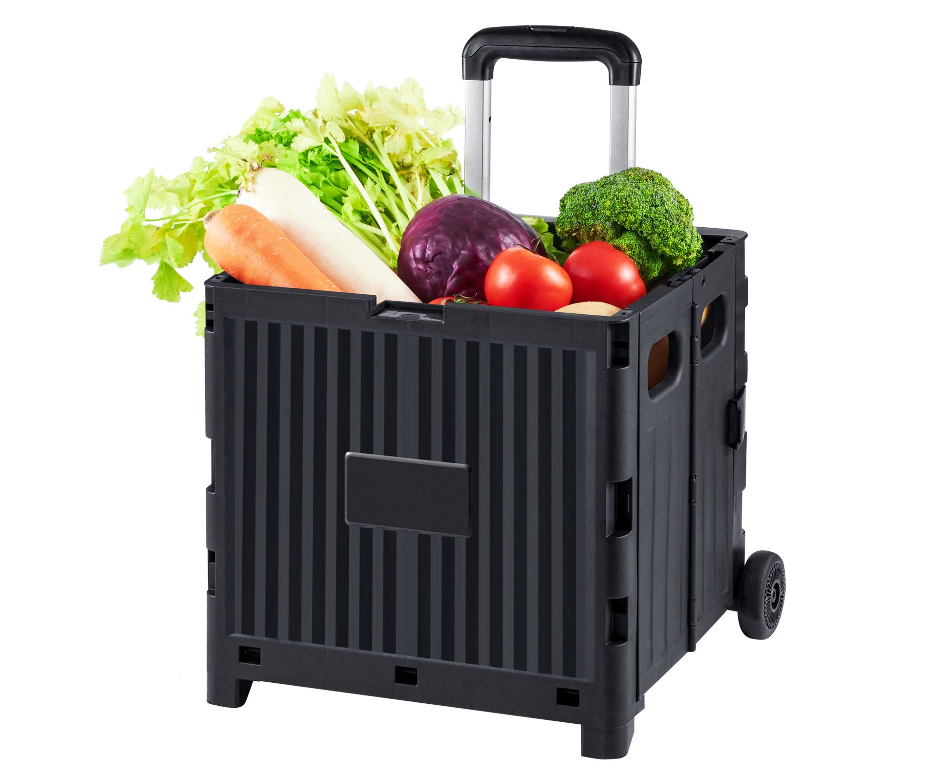 VEVOR Foldable Utility Cart, 80 lbs Load Capacity, Folding Portable Rolling Crate Handcart with Durable Heavy Duty Telescoping Handle and 2 Wheels