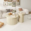 NicBex Set of 2 Modern Round Coffee Table with Vertical Striped Side,Accent End Table for Living Room,Bedroom - 2 of 4