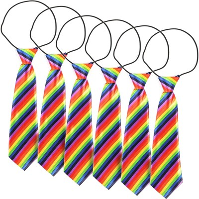 Juvale 6 Pack Rainbow Neckties for Costume Parties or Wedding, LGBTQ