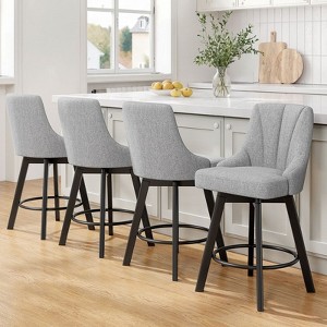 Gikpal Swivel Bar Stools with Backs, 24" Counter Height Bar Stools, Fabric Upholstered Counter Bar Stools with Solid Wood Legs for Kitchen Island - 1 of 4