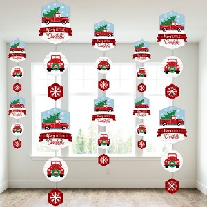 Big Dot of Happiness Merry Little Christmas Tree - Red Truck Christmas Party DIY Dangler Backdrop - Hanging Vertical Decorations - 30 Pieces - 1 of 4