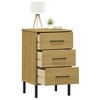 vidaXL Bedside Cabinet with Metal Legs Brown Solid Wood Pine OSLO - 3 of 4