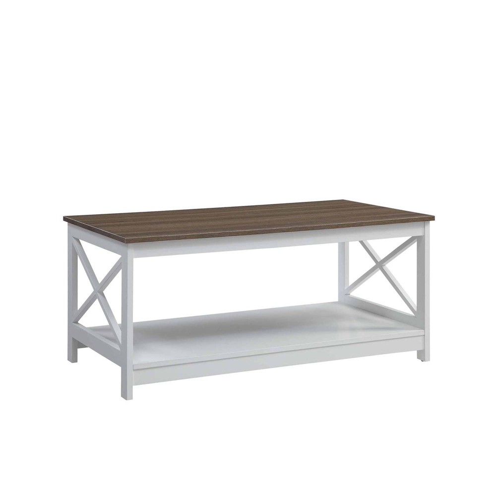 Breighton Home Oxford Coffee Table with Shelf in Driftwood/White