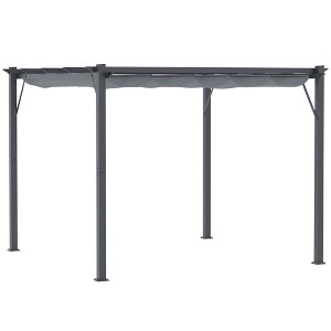 Outsunny Outdoor Retractable Pergola Canopy, Aluminum Patio Pergola, Backyard Shade Shelter for Porch Party, Garden, Grill Gazebo - 1 of 4