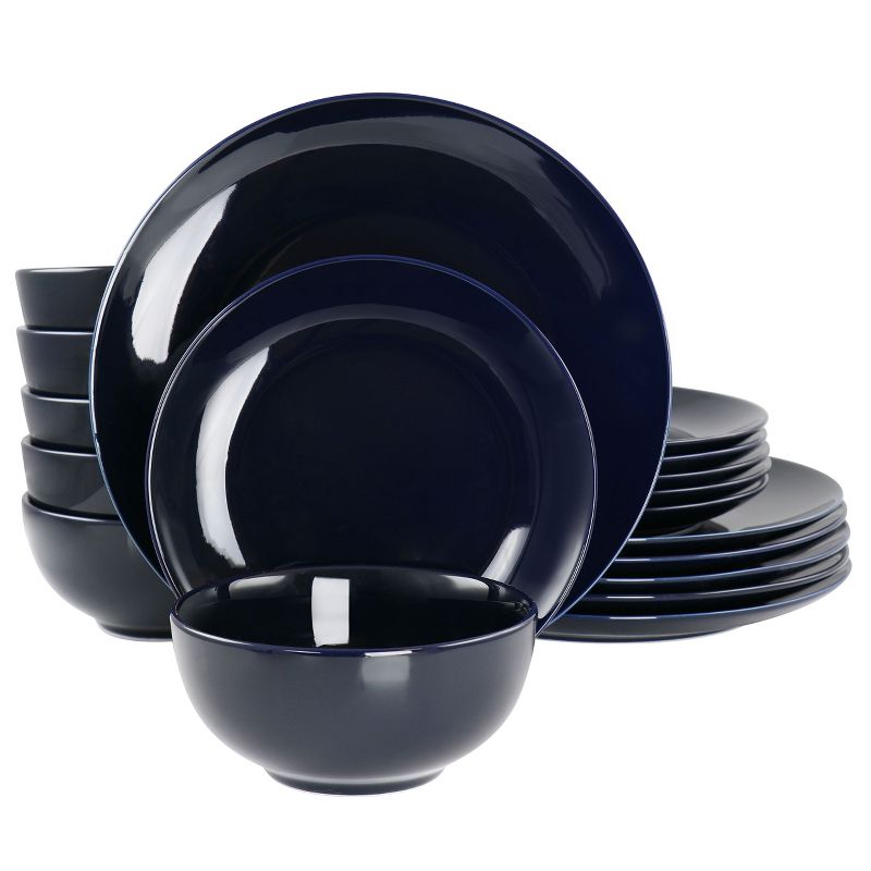 Elama Luna 18 Piece Porcelain Dinnerware Set in Dark Blue, 1 of 9