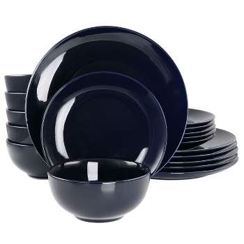 Elama Luna 18 Piece Porcelain Dinnerware Set in Dark Blue
