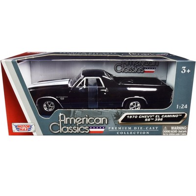 1970 Chevrolet El Camino SS 396 Black with White Stripes "American Classics" 1/24 Diecast Model Car by Motormax