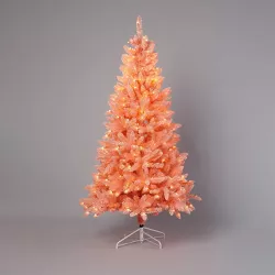 6.5' Pre-Lit Pink Alberta Artificial Christmas Tree Pink with Clear Lights - Wondershop™