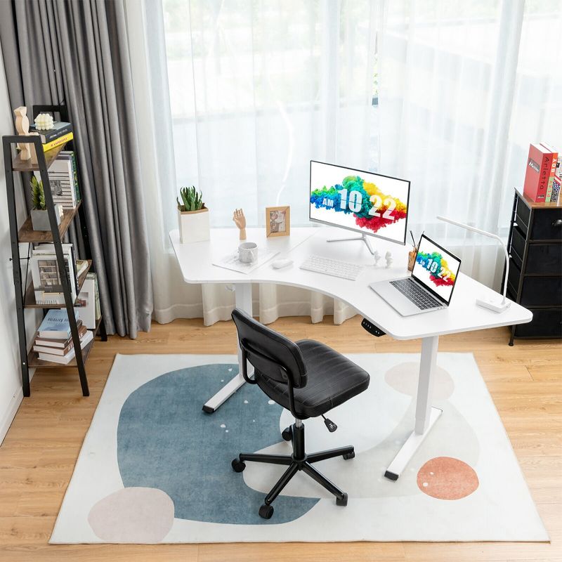 Tangkula Dual-Motor L Shaped Standing Desk Ergonomic Sit Stand Computer Workstation White, 2 of 11