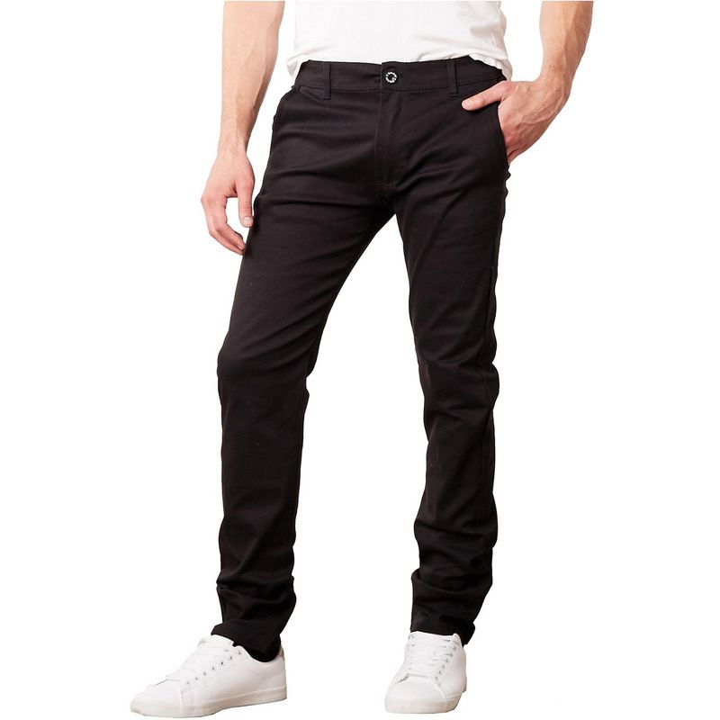 Galaxy By Harvic Men's Super Stretch Slim Fit Everyday Chino Pants - 34x30, Black