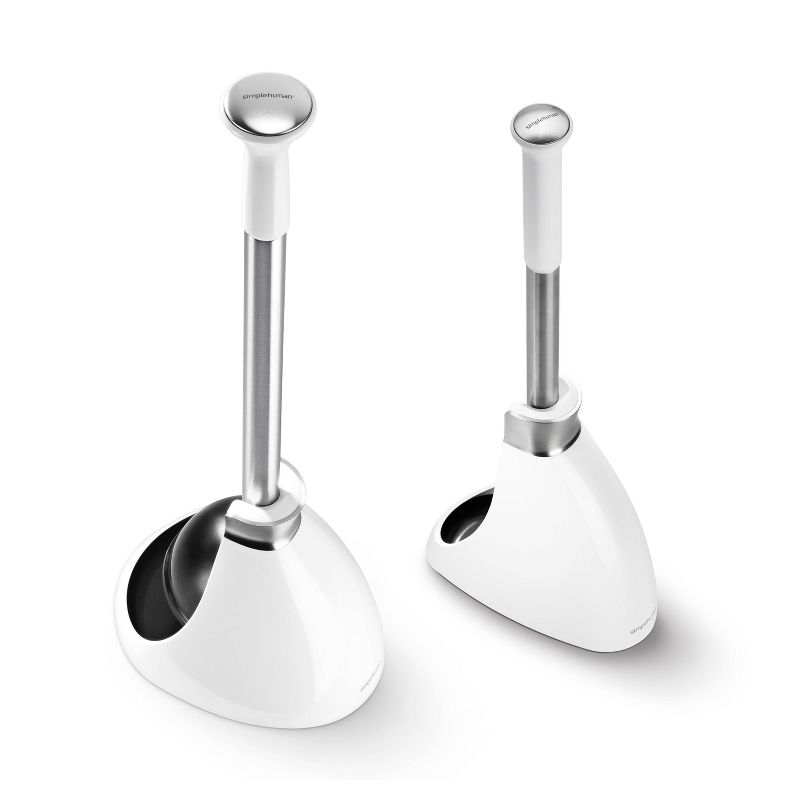 simplehuman Toilet Plunger and Brush Set with Magnetic Caddy - White Steel, 3 of 4