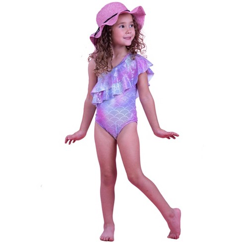 Girls Mermaid Chic One Shoulder One Piece Swimsuit Mia Belle Girls