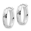 Black Bow Jewelry 4.3mm 10k White Gold Diamond Cut Oval Hoop Earrings, 21mm (13/16 Inch) - 2 of 4