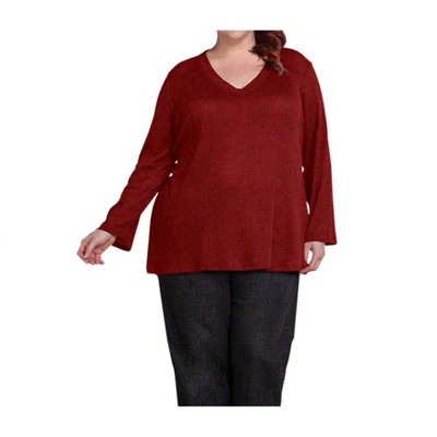 Women's Waffle Knit Long Sleeve Top - Plus - On The Plus Side