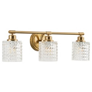 Dewdrop Modern 3-Light Textured Cylinder Glass Shade Vanity Light for Bathroom - 1 of 4