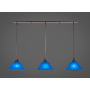 Toltec Lighting Any 3 - Light Chandelier in  Bronze with 10" Blue Italian  Shade - 1 of 1