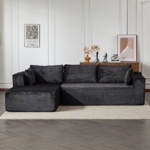 110" Modern Modular Corduroy Sectional Sofa with Chaise Lounge, L-Shaped Couch with Deep Seats for Living Room or Bedroom – The Pop Home - 1 of 4