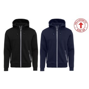 Blu Rock  Men's Slim Fit  Faux Shearling Fleece Lined Classic Tech Full Zip Hoodie -2 Pack - 1 of 3