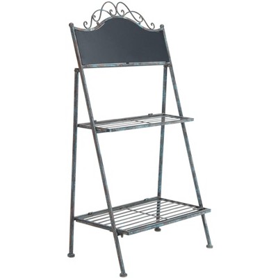Natum Two-Tier Red Brown and Blue Iron Plant Stand