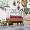 Raised Garden Bed with PE Greenhouse Cover Outdoor Elevated Wood Planter Box for Herbs, Vegetables, for Patio, Backyard, Balcony - 2 of 4