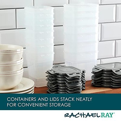 Gray BPA-Free Plastic Meal Prep Food Storage Container Set, 30-Piece