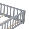 Sapphtopaz Full Size Platform Bed Frame with Safety Guardrails, Montessori Floor Bed Frame with Slats Support and Door for Kids, Toddlers - 3 of 4