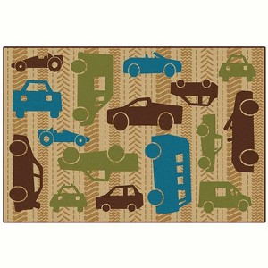 Carpets for Kids All Autos Value Classroom Rug, Rectangle, Brown - 1 of 4