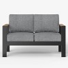 LayinSun Outdoor Patio Furniture Aluminum Loveseat, All-Weather Metal Sofa with 5" Thick Cushions for Porch, Balcony - 3 of 4
