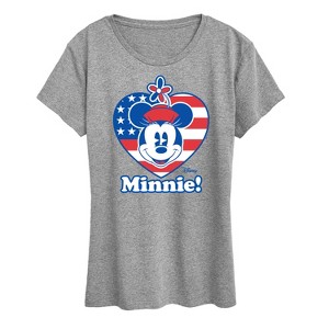 Women's - Disney - Minnie Flag Heart Short Sleeve Graphic T-Shirt - 1 of 4