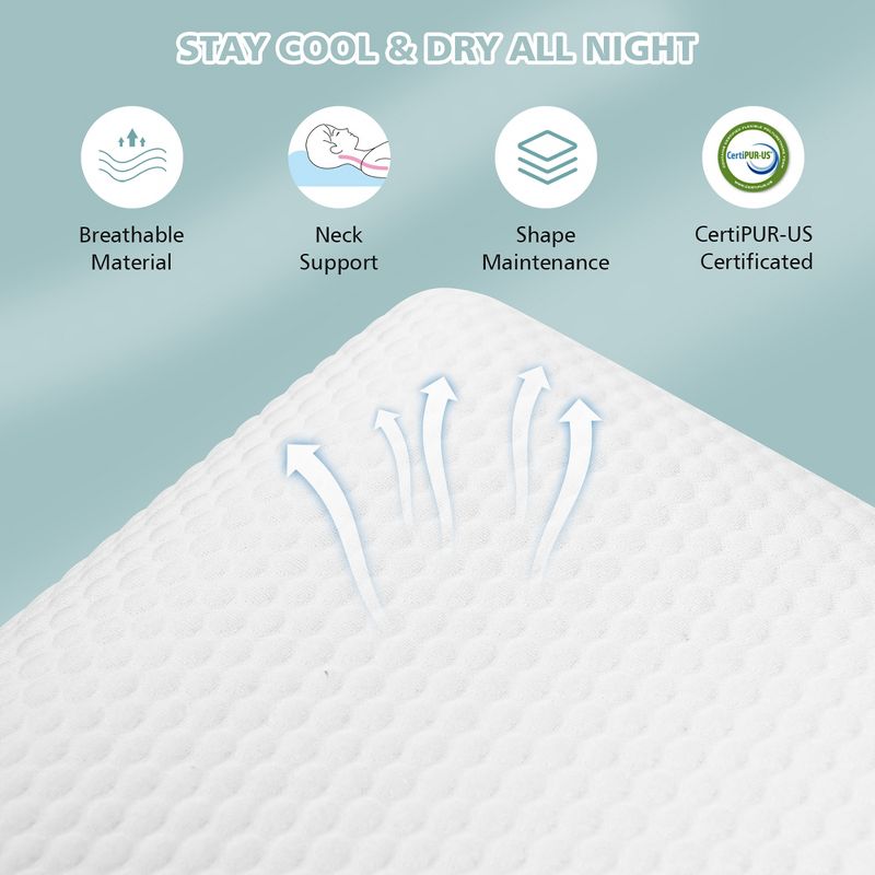 Costway Memory Foam Bed Pillow Sleeping Ventilated Cooling Zippered Pillowcase, 5 of 10