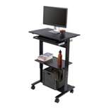 Stand Up Desk Store Mobile Rolling Adjustable Height Standing Workstation with Printer Shelf and Slideout Keyboard Tray
