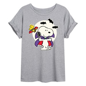 Women's - Peanuts - Snoopy Vampire Glow In The Dark Oversized Graphic T-Shirt - 1 of 4