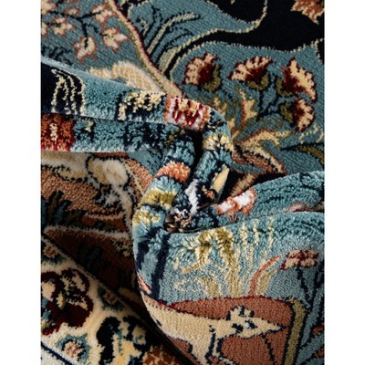 Blue Rectangular 10' x 14' Synthetic Persian-Style Area Rug