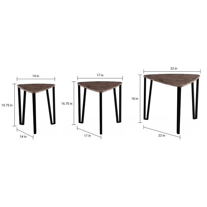 Nesting Tables-Set of 3, Modern Woodgrain Look for Living Room Coffee Tables or Nightstands-Contemporary Accent Decor Home Furniture by Hastings Home, 2 of 9