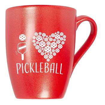 Elanze Designs I Heart Pickleball Crimson Red 10 ounce New Bone China Coffee Cup Mug